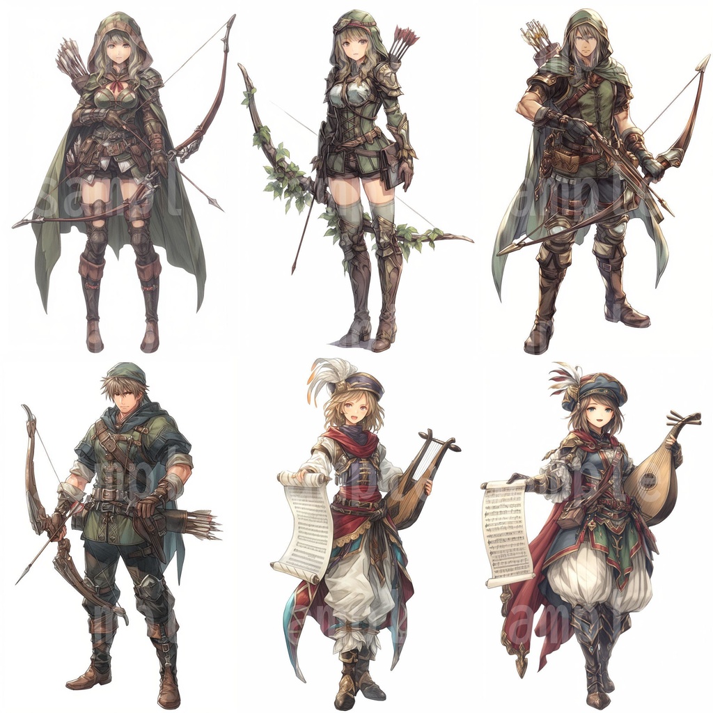 【100枚】RPG職業立ち絵イラスト part1【著作権フリー素材】TRPG