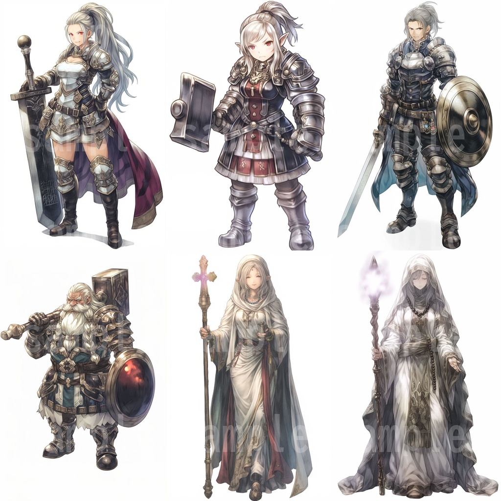 【100枚】RPG職業立ち絵イラスト part1【著作権フリー素材】TRPG