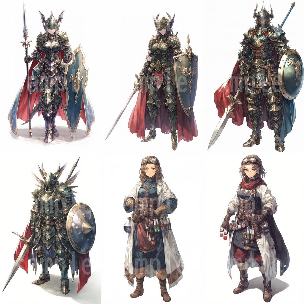 【100枚】RPG職業立ち絵イラスト part1【著作権フリー素材】TRPG