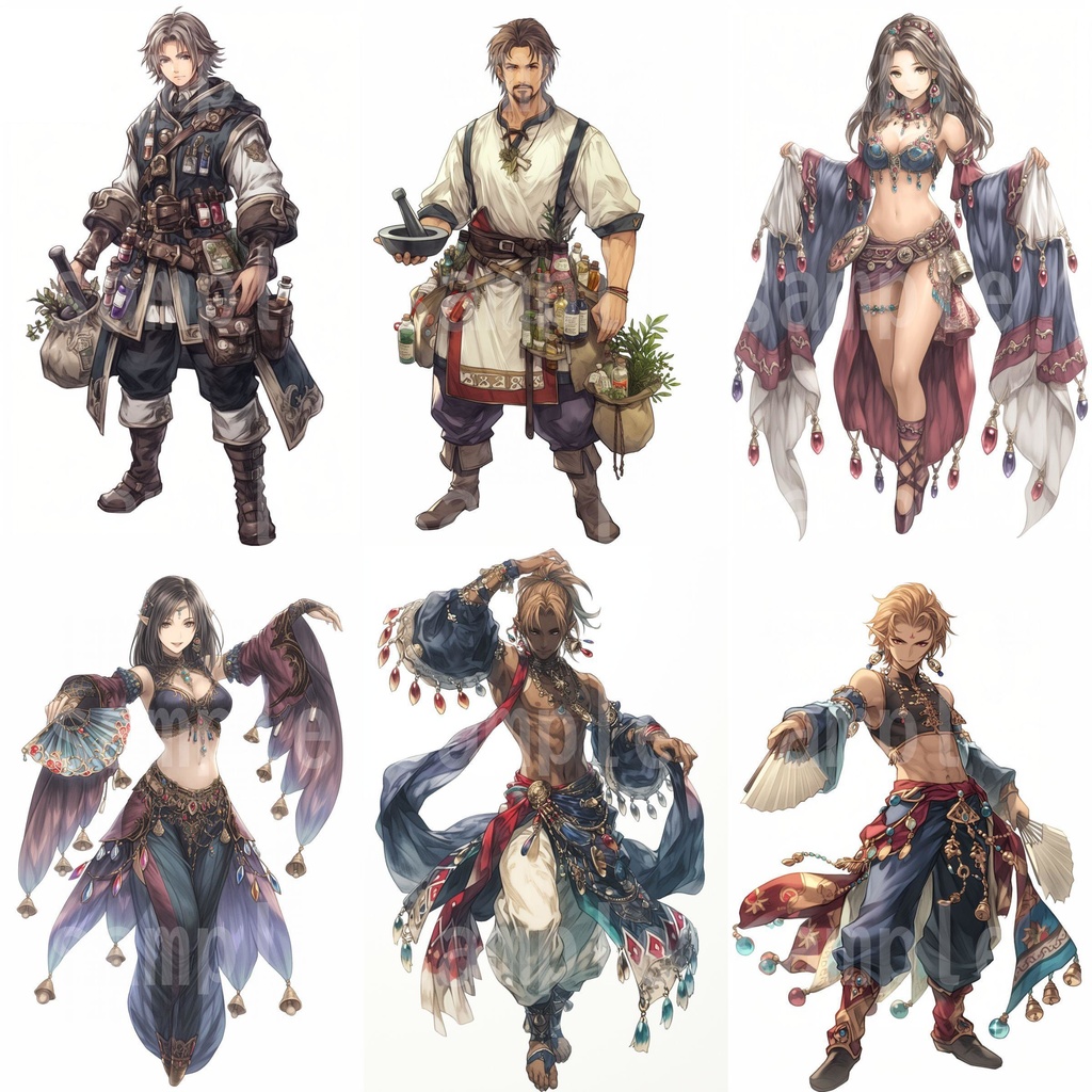 【100枚】RPG職業立ち絵イラスト part1【著作権フリー素材】TRPG