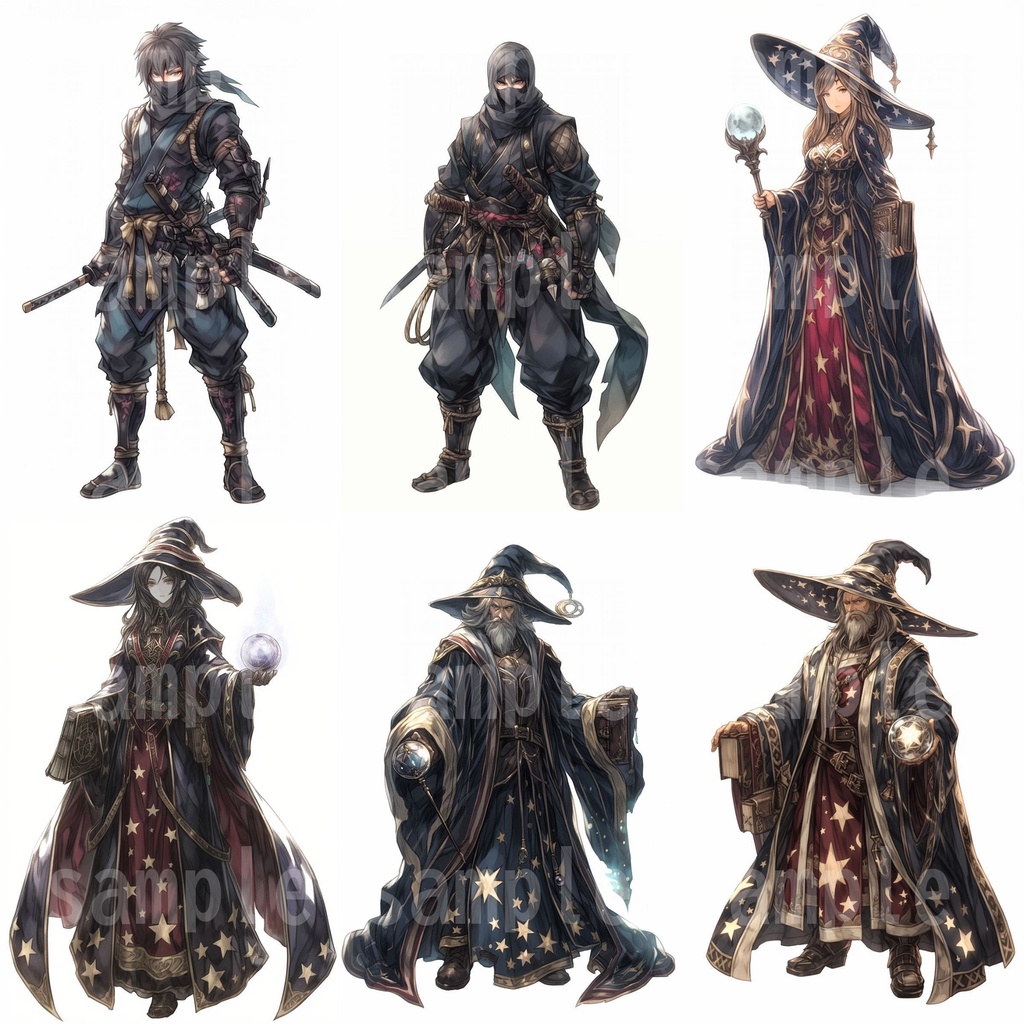 【100枚】RPG職業立ち絵イラスト part1【著作権フリー素材】TRPG