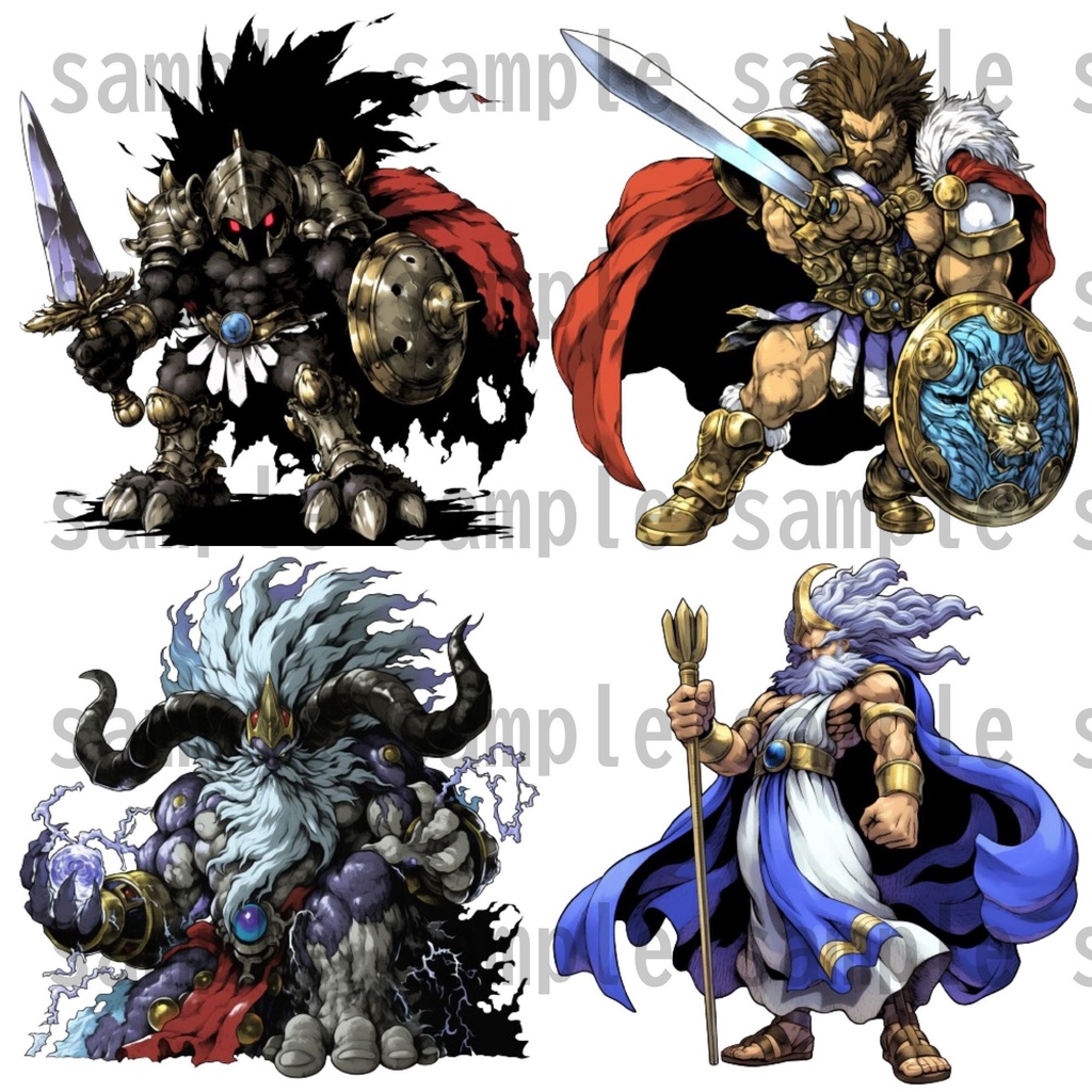 【24枚】オリュンポス十二神 立ち絵イラスト【著作権フリー素材】ボス/敵キャラ/ギリシャ神話/TRPG/RPGツクール