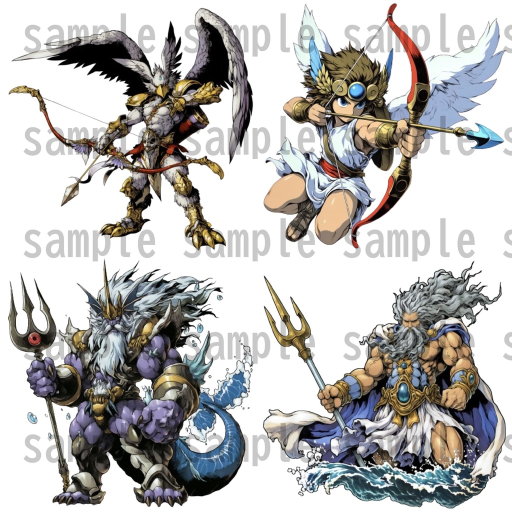 【24枚】オリュンポス十二神 立ち絵イラスト【著作権フリー素材】ボス/敵キャラ/ギリシャ神話/TRPG/RPGツクール