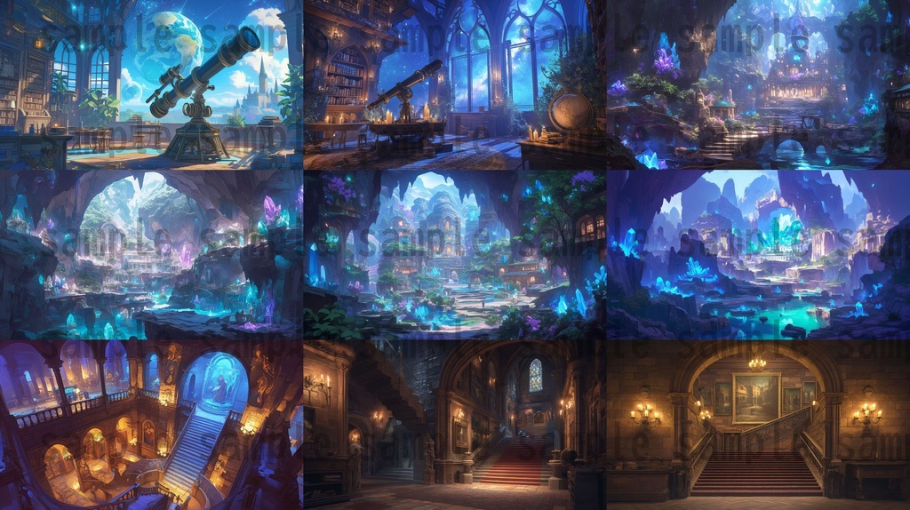 【100枚】魔法学園ファンタジーRPG 背景イラスト集【著作権フリー】