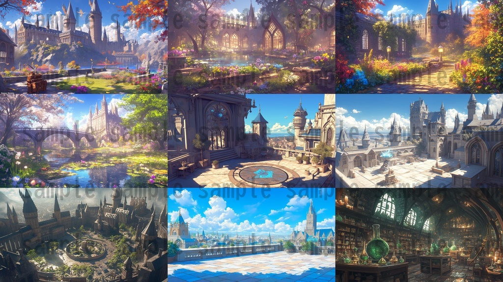 【100枚】魔法学園ファンタジーRPG 背景イラスト集【著作権フリー】