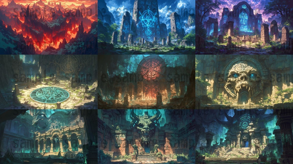 【100枚】異形危険地帯 ファンタジー背景イラスト集【著作権フリー】TRPG/RPG