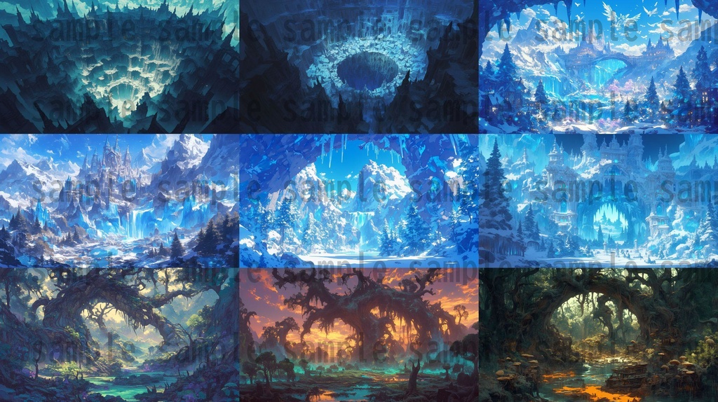 【100枚】異形危険地帯 ファンタジー背景イラスト集【著作権フリー】TRPG/RPG