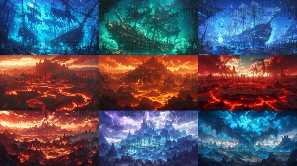 【100枚】異形危険地帯 ファンタジー背景イラスト集【著作権フリー】TRPG/RPG