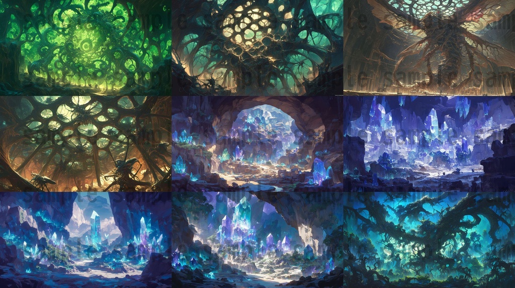 【100枚】異形危険地帯 ファンタジー背景イラスト集【著作権フリー】TRPG/RPG