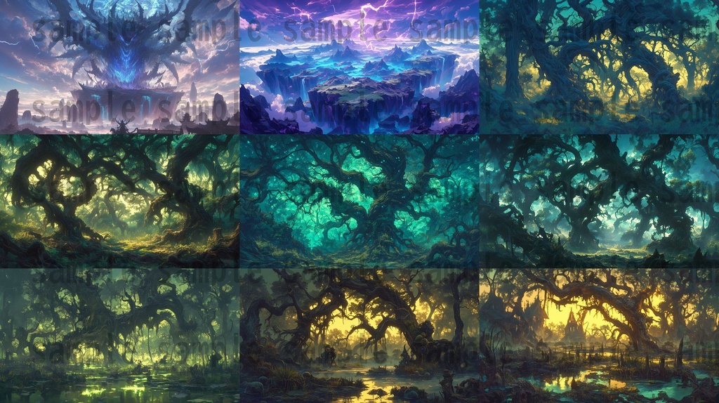 【100枚】異形危険地帯 ファンタジー背景イラスト集【著作権フリー】TRPG/RPG