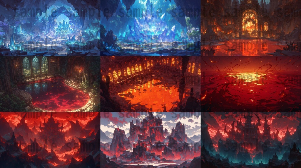 【100枚】異形危険地帯 ファンタジー背景イラスト集【著作権フリー】TRPG/RPG