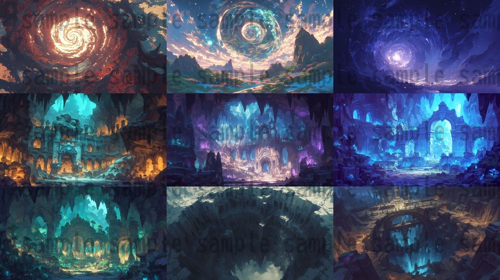 【100枚】異形危険地帯 ファンタジー背景イラスト集【著作権フリー】TRPG/RPG