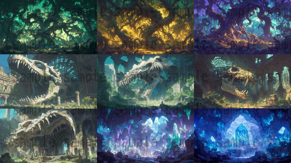 【100枚】異形危険地帯 ファンタジー背景イラスト集【著作権フリー】TRPG/RPG