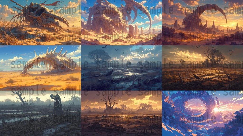 【100枚】異形危険地帯 ファンタジー背景イラスト集【著作権フリー】TRPG/RPG