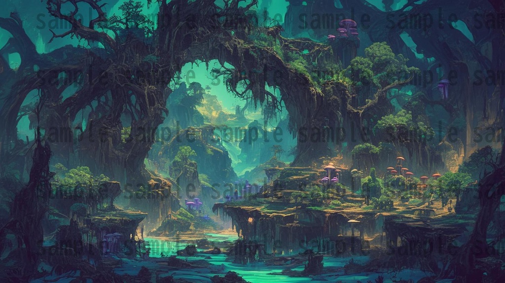 【100枚】異形危険地帯 ファンタジー背景イラスト集【著作権フリー】TRPG/RPG