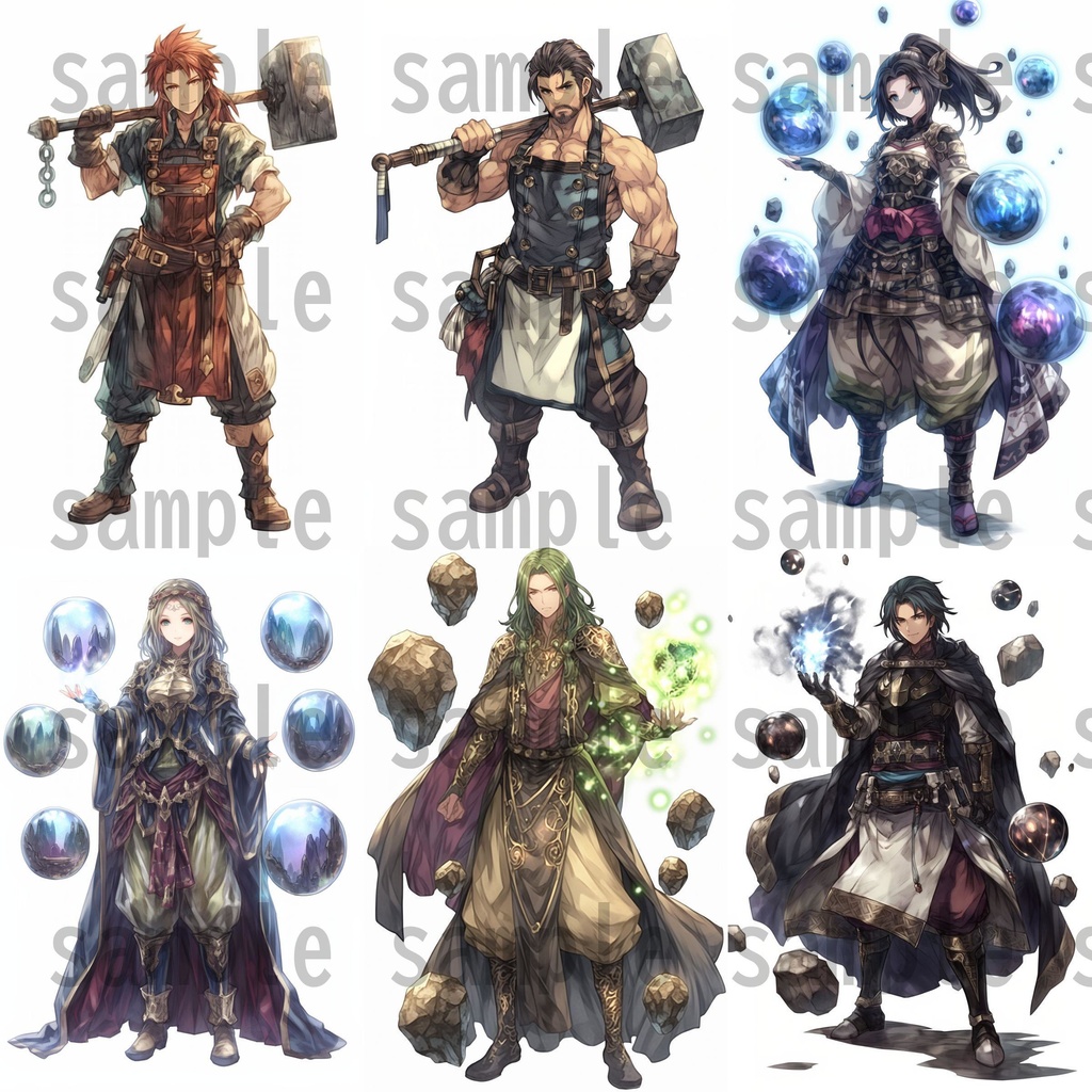 【100枚】RPG職業立ち絵イラスト part2【著作権フリー素材】TRPG