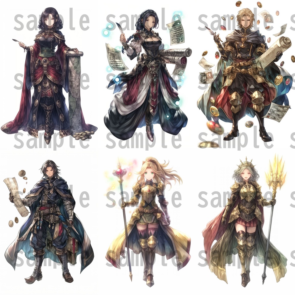 【100枚】RPG職業立ち絵イラスト part2【著作権フリー素材】TRPG