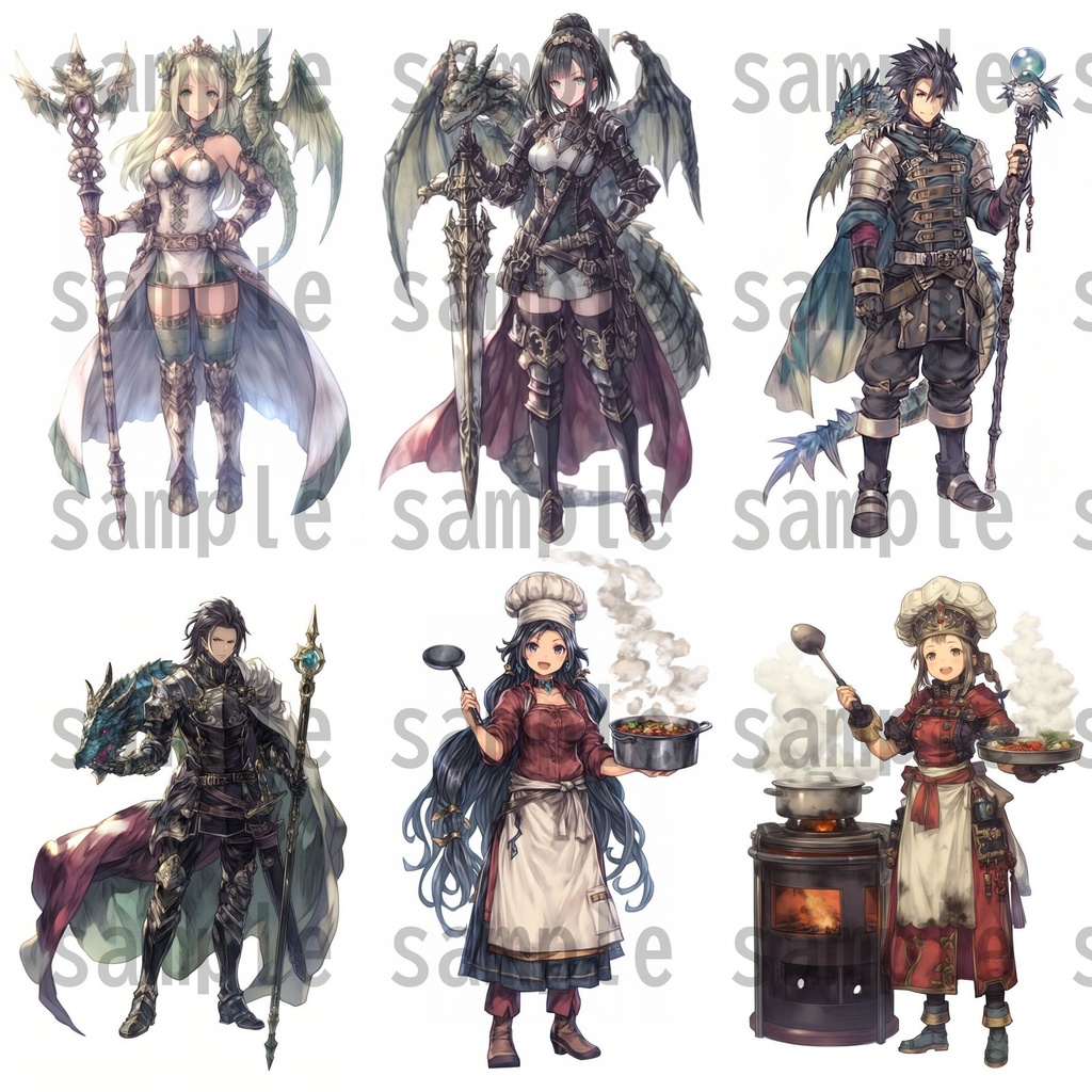 【100枚】RPG職業立ち絵イラスト part2【著作権フリー素材】TRPG