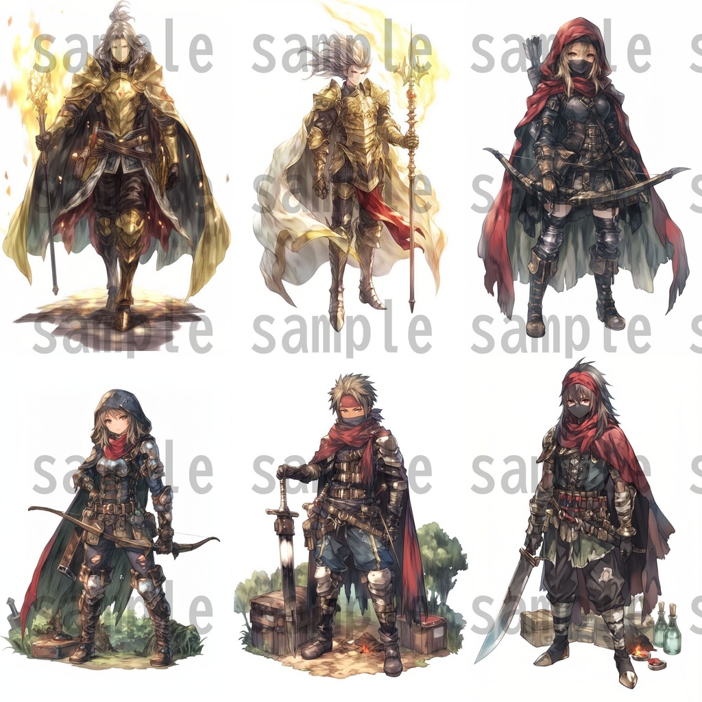 【100枚】RPG職業立ち絵イラスト part2【著作権フリー素材】TRPG