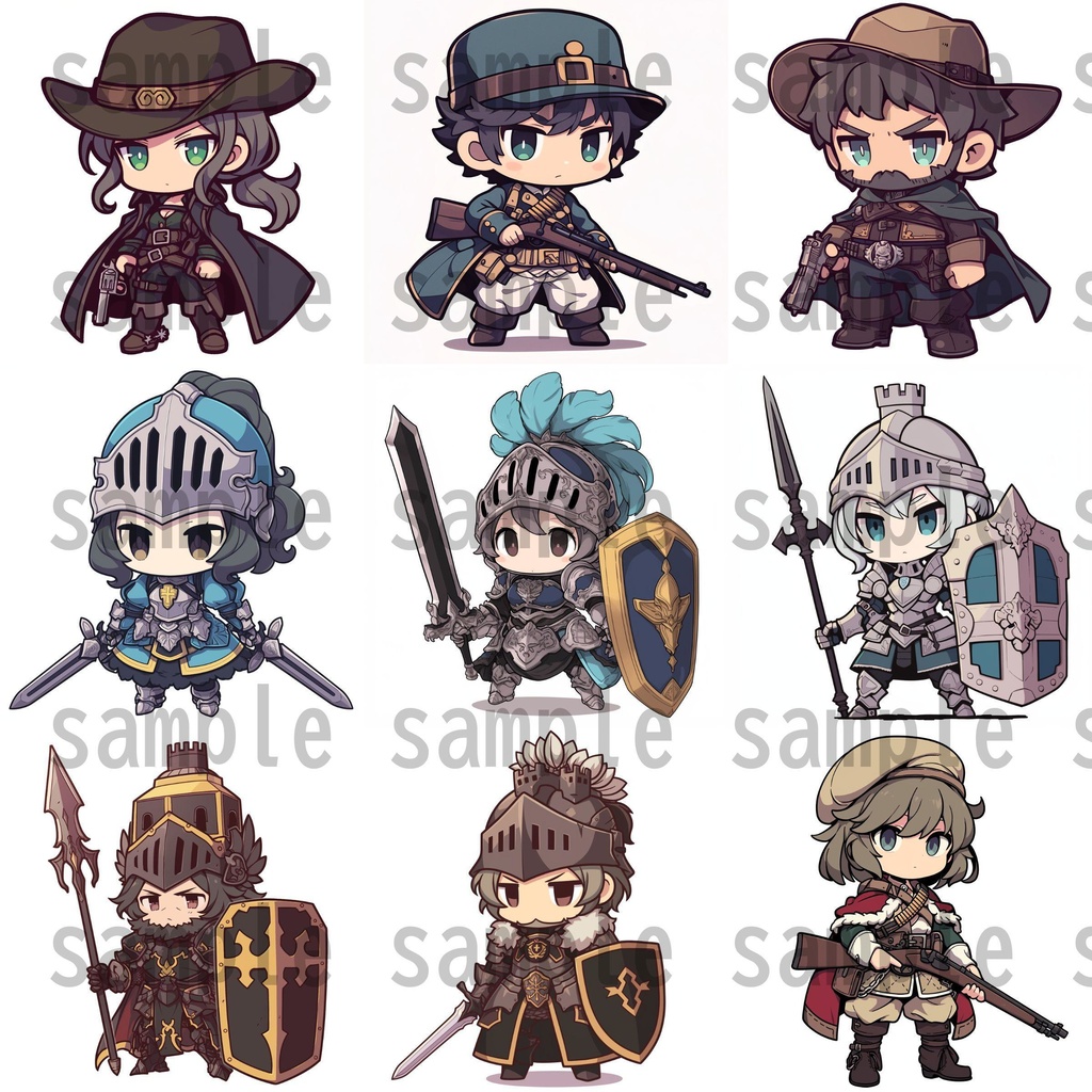 【92枚】RPG職業・ちびキャラ立ち絵イラスト/SDキャラ/二頭身【著作権フリー素材】TRPG