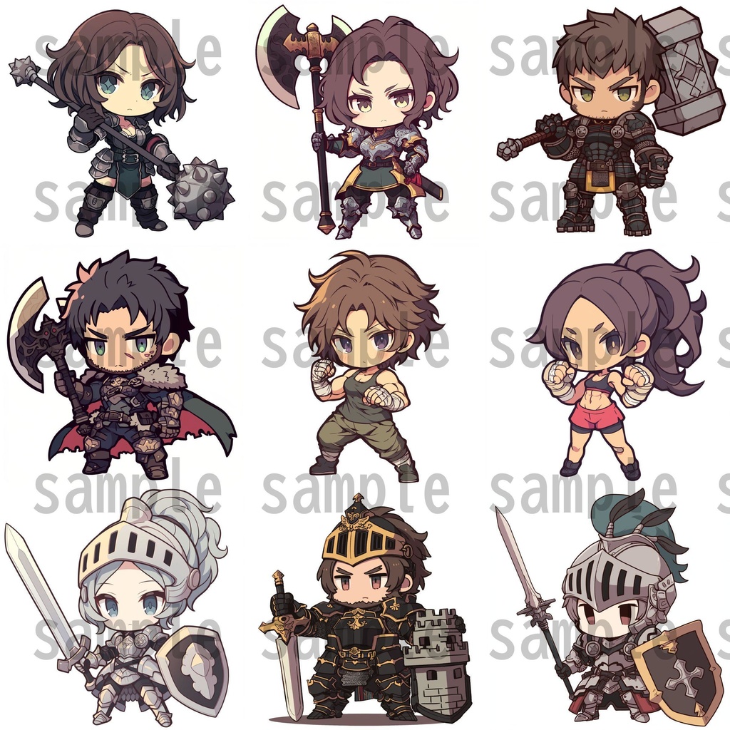 【92枚】RPG職業・ちびキャラ立ち絵イラスト/SDキャラ/二頭身【著作権フリー素材】TRPG