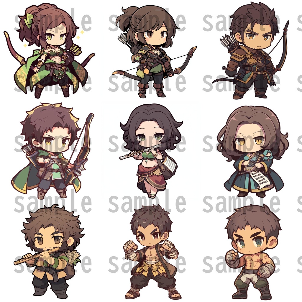 【92枚】RPG職業・ちびキャラ立ち絵イラスト/SDキャラ/二頭身【著作権フリー素材】TRPG