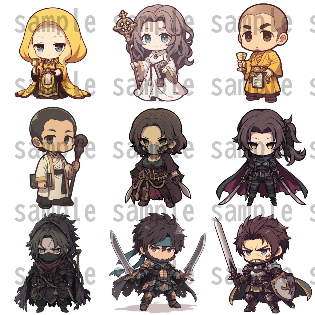 【92枚】RPG職業・ちびキャラ立ち絵イラスト/SDキャラ/二頭身【著作権フリー素材】TRPG