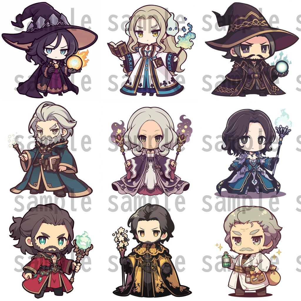 【92枚】RPG職業・ちびキャラ立ち絵イラスト/SDキャラ/二頭身【著作権フリー素材】TRPG