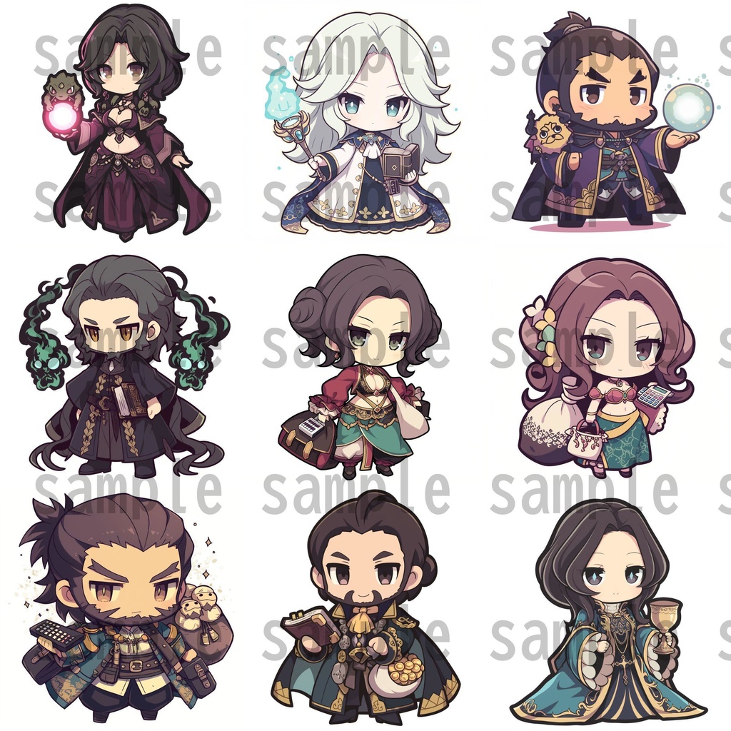 【92枚】RPG職業・ちびキャラ立ち絵イラスト/SDキャラ/二頭身【著作権フリー素材】TRPG
