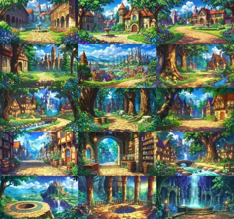 【136枚】RPG街中風景イラスト 背景画像【著作権フリー素材】ファンタジーTRPG