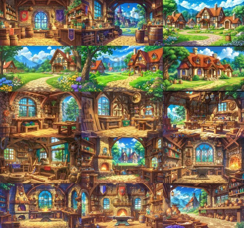 【136枚】RPG街中風景イラスト 背景画像【著作権フリー素材】ファンタジーTRPG