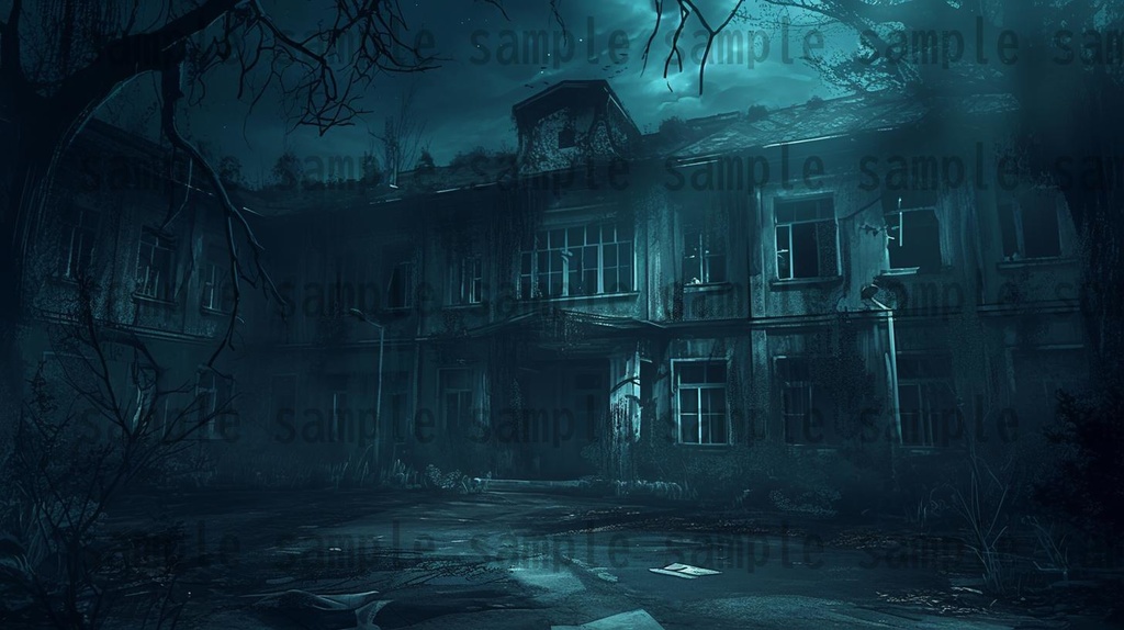 学校ホラー背景イラスト【著作権フリー画像素材】教室・校舎等