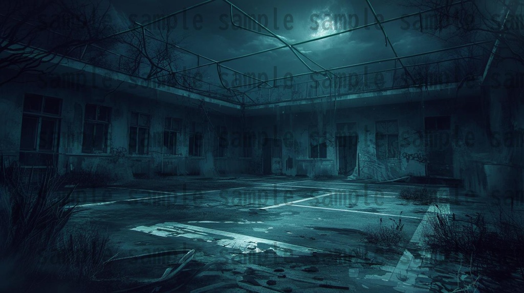 学校ホラー背景イラスト【著作権フリー画像素材】教室・校舎等