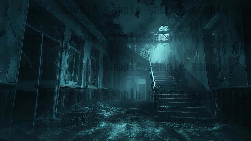 学校ホラー背景イラスト【著作権フリー画像素材】教室・校舎等