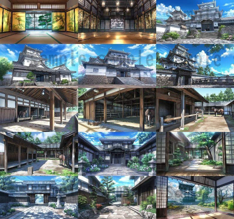 【120枚】日本のお城 背景イラスト【著作権フリー画像素材】