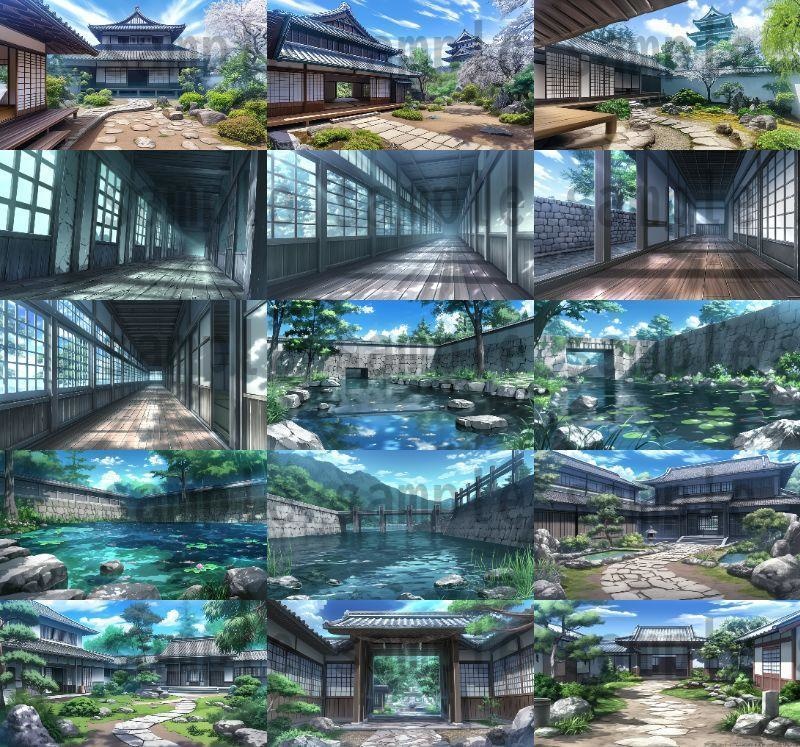 【120枚】日本のお城 背景イラスト【著作権フリー画像素材】