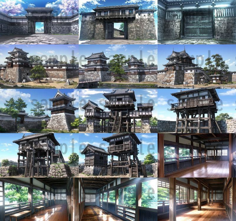 【120枚】日本のお城 背景イラスト【著作権フリー画像素材】