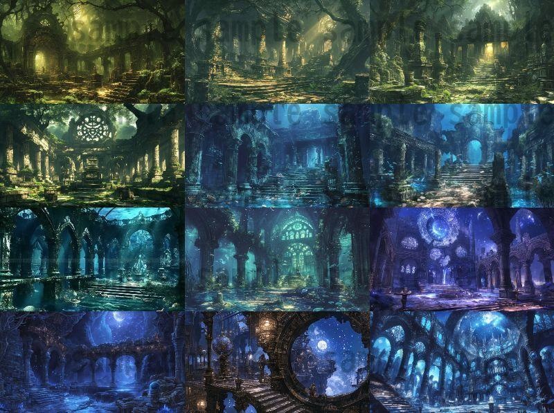 【147枚】失われた遺跡・古代遺跡・祠・神殿 ファンタジーRPG背景イラスト【著作権フリー画像素材】