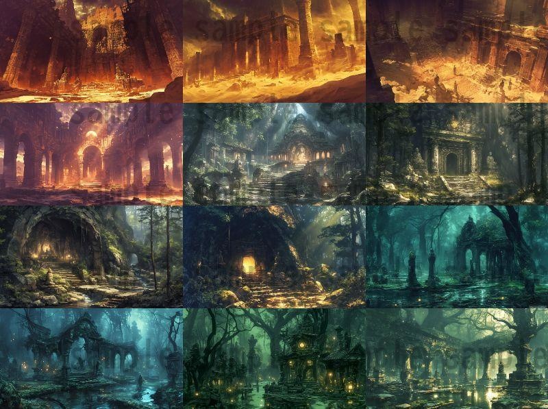 【147枚】失われた遺跡・古代遺跡・祠・神殿 ファンタジーRPG背景イラスト【著作権フリー画像素材】