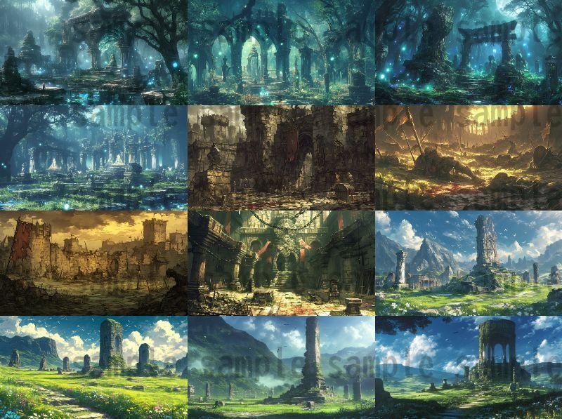 【147枚】失われた遺跡・古代遺跡・祠・神殿 ファンタジーRPG背景イラスト【著作権フリー画像素材】