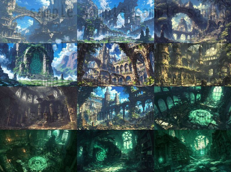 【147枚】失われた遺跡・古代遺跡・祠・神殿 ファンタジーRPG背景イラスト【著作権フリー画像素材】