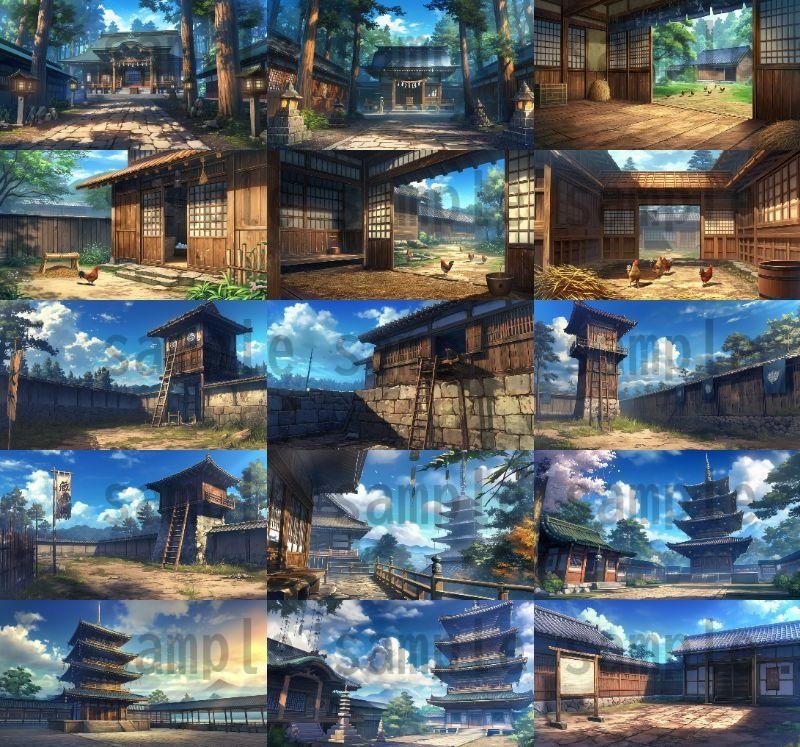 【200枚】戦国時代 和の背景画 村・街中など 【著作権フリー画像素材】