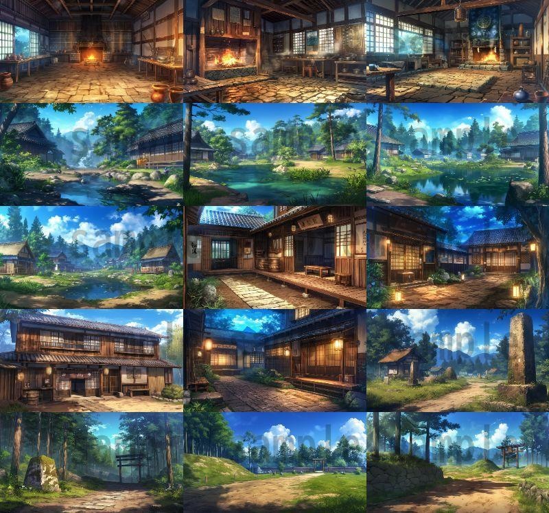 【200枚】戦国時代 和の背景画 村・街中など 【著作権フリー画像素材】