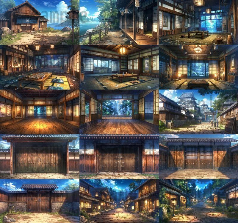 【200枚】戦国時代 和の背景画 村・街中など 【著作権フリー画像素材】