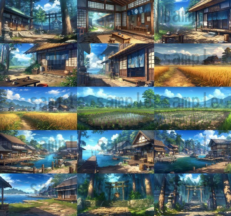 【200枚】戦国時代 和の背景画 村・街中など 【著作権フリー画像素材】