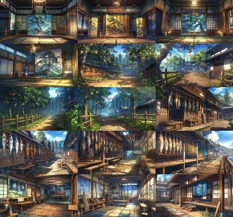 【200枚】戦国時代 和の背景画 村・街中など 【著作権フリー画像素材】