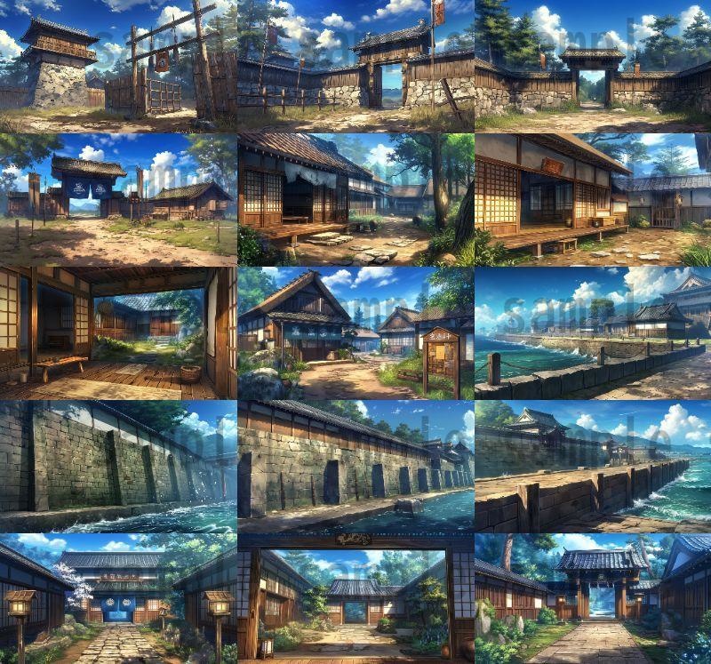 【200枚】戦国時代 和の背景画 村・街中など 【著作権フリー画像素材】