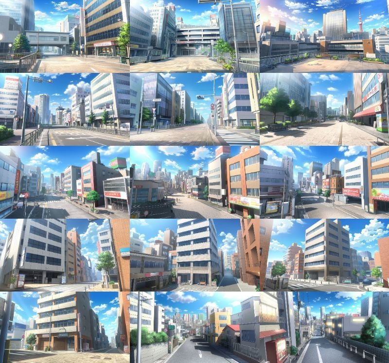 【337枚】昼・夕・夜、街中の背景イラスト【著作権フリー素材】