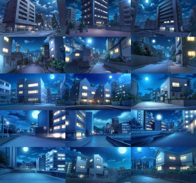 【337枚】昼・夕・夜、街中の背景イラスト【著作権フリー素材】