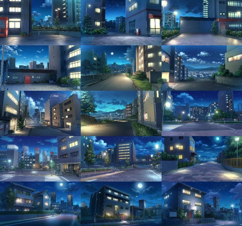 【337枚】昼・夕・夜、街中の背景イラスト【著作権フリー素材】